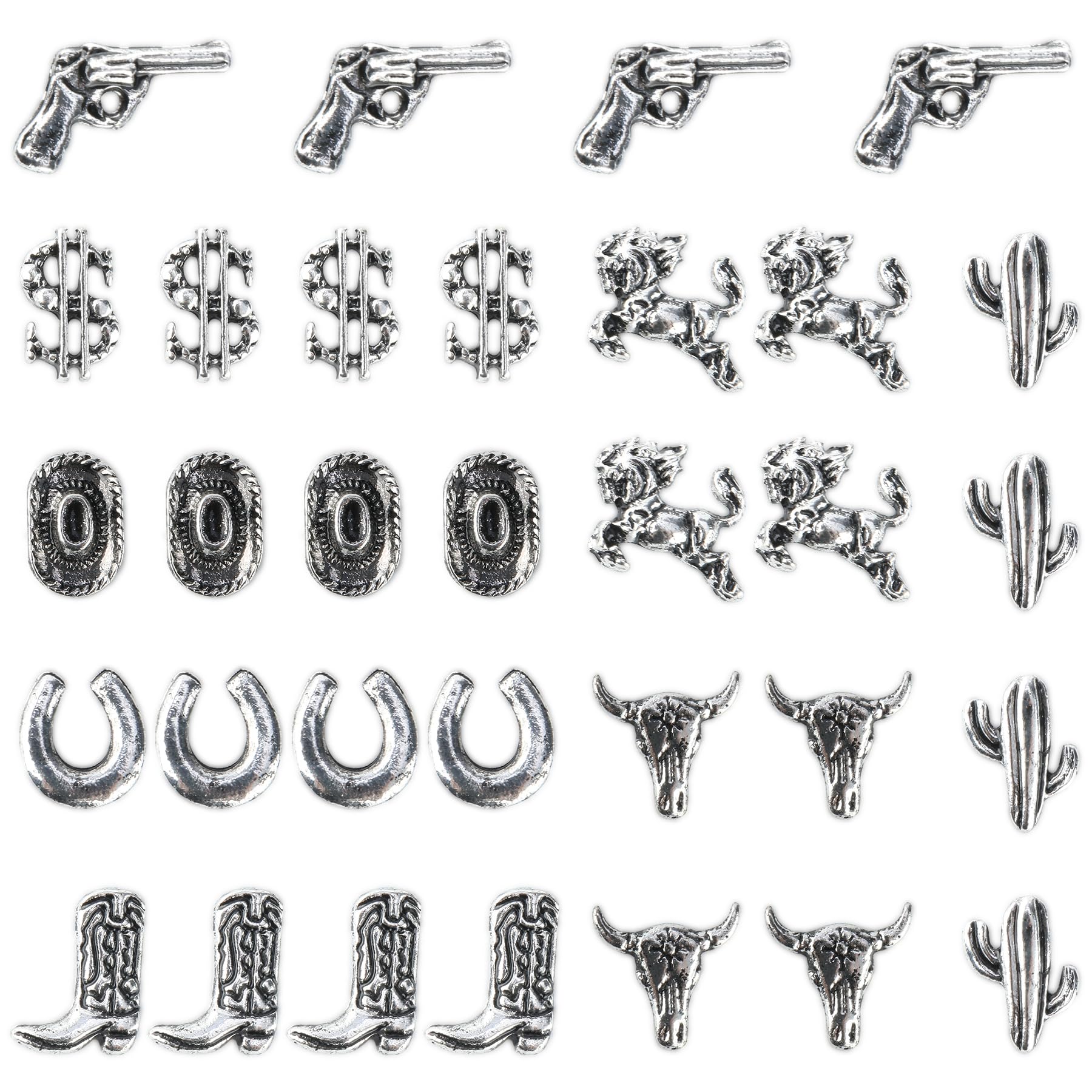 LIKEYO front packaging showing 32 western nail charms and set contents benefit display