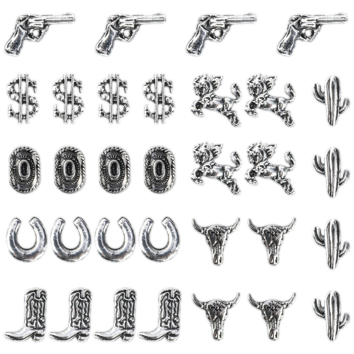 LIKEYO front packaging showing 32 western nail charms and set contents benefit display