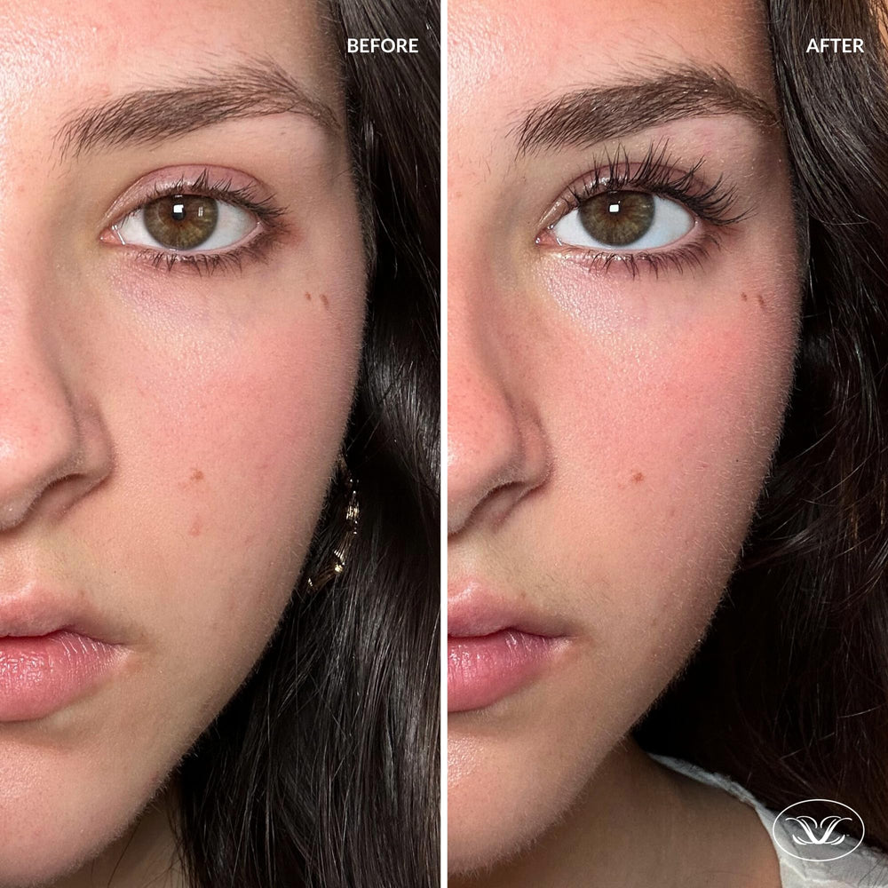 LiLash applied to upper lash line demonstrating simple daily application benefit