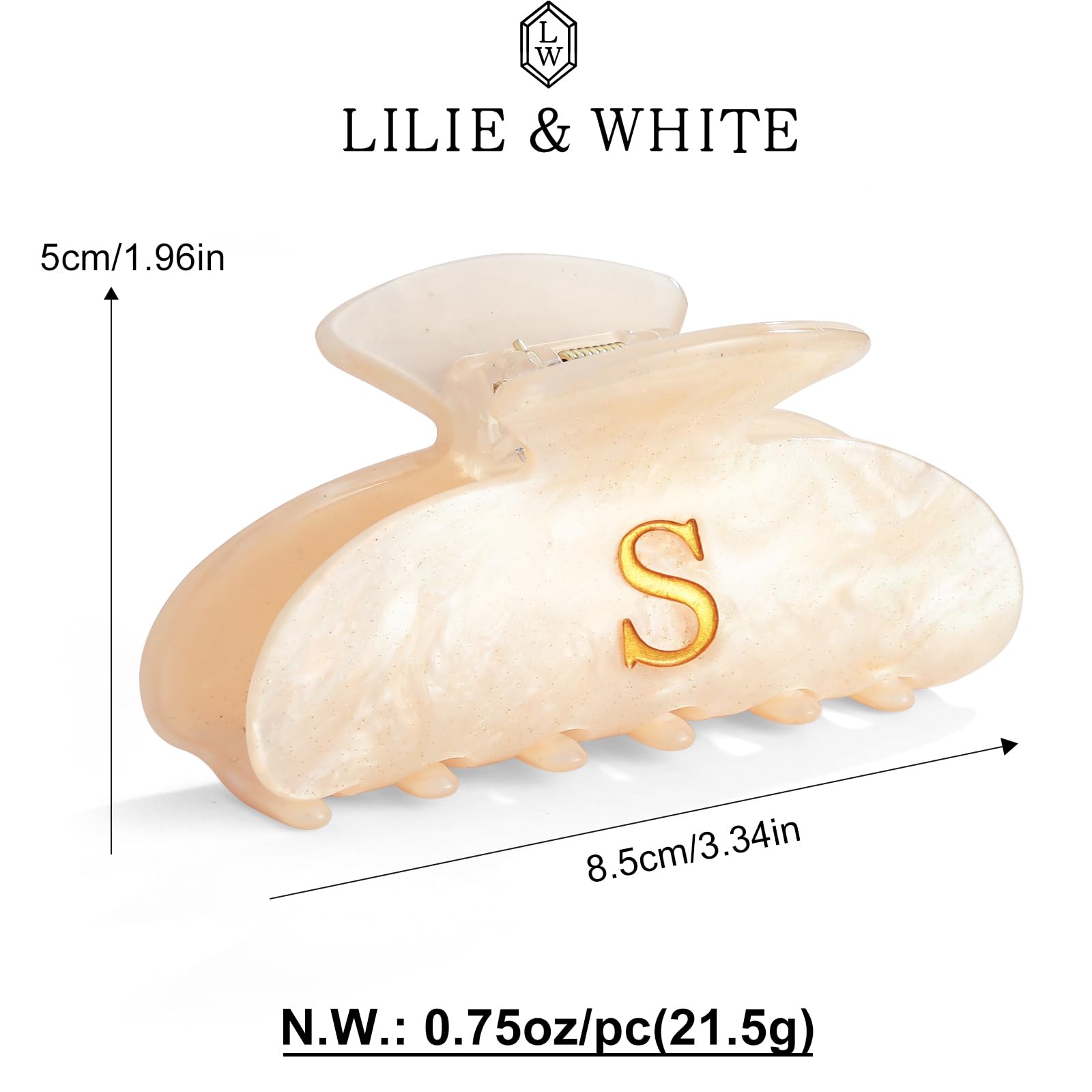 LILIE&WHITE glitter and S monogram closeup showing decorative sparkle and durability