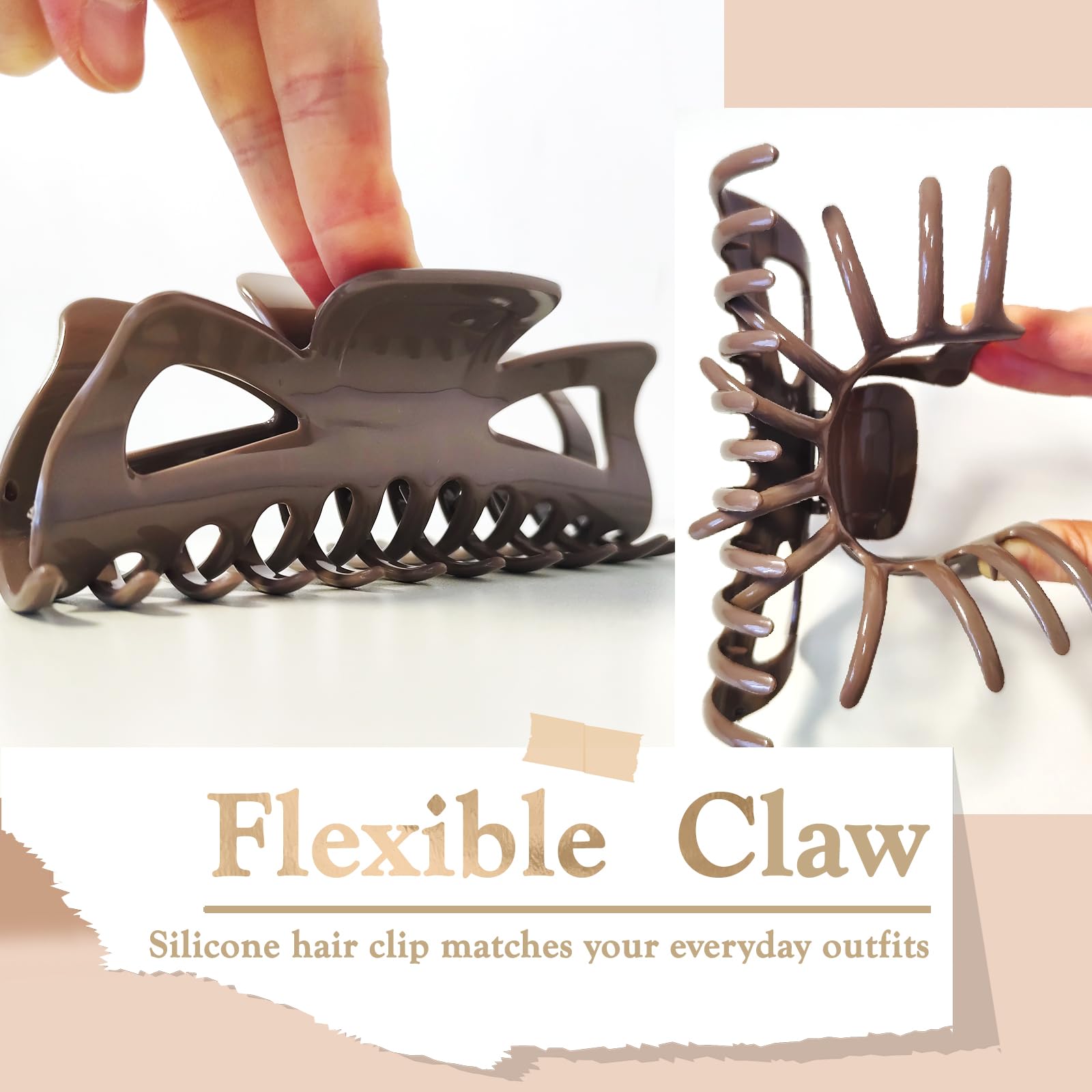 LILIEBE close-up of silicone finish and rounded claws, gentle on hair while gripping