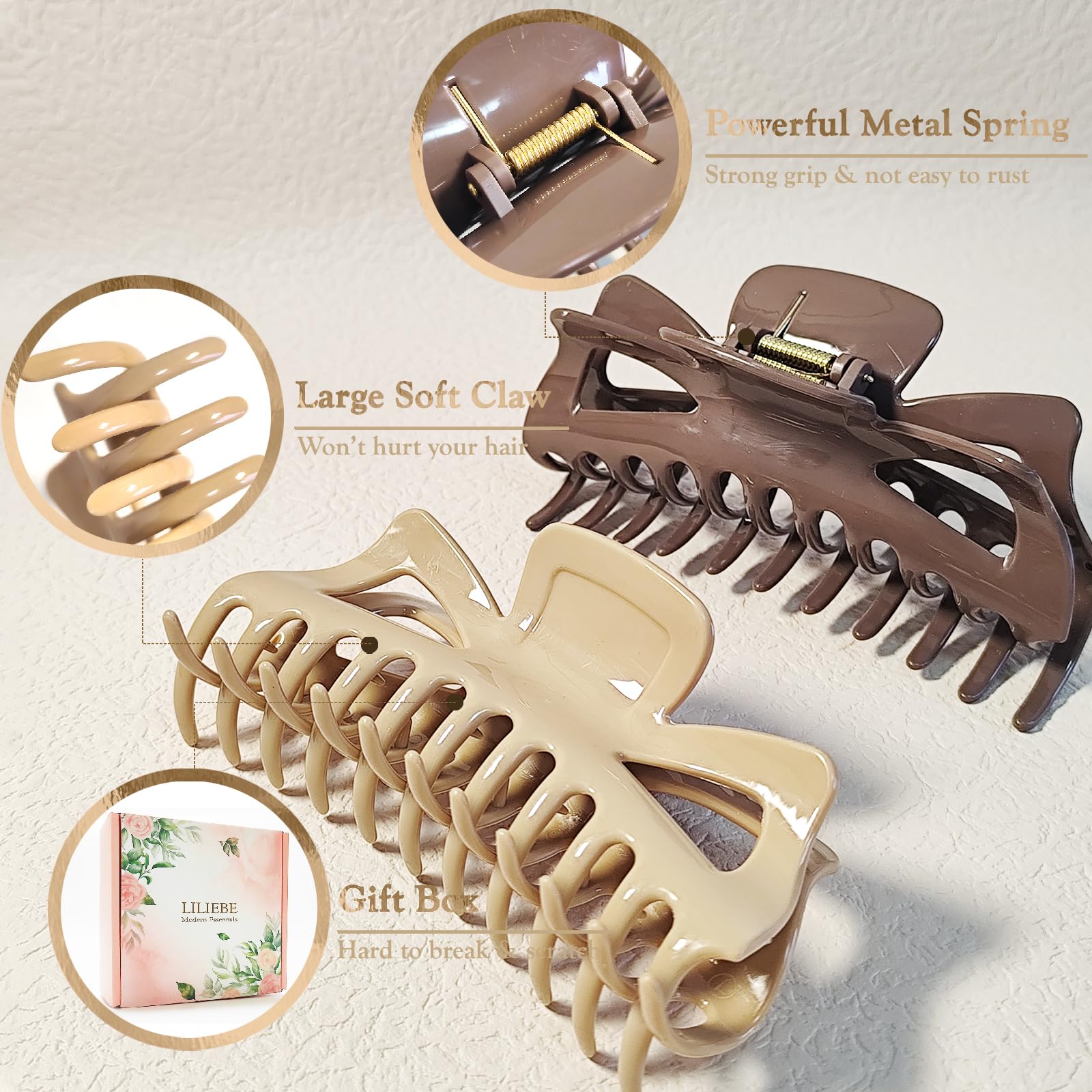 LILIEBE clip securing a messy bun on long hair, comfortable all-day wear and style