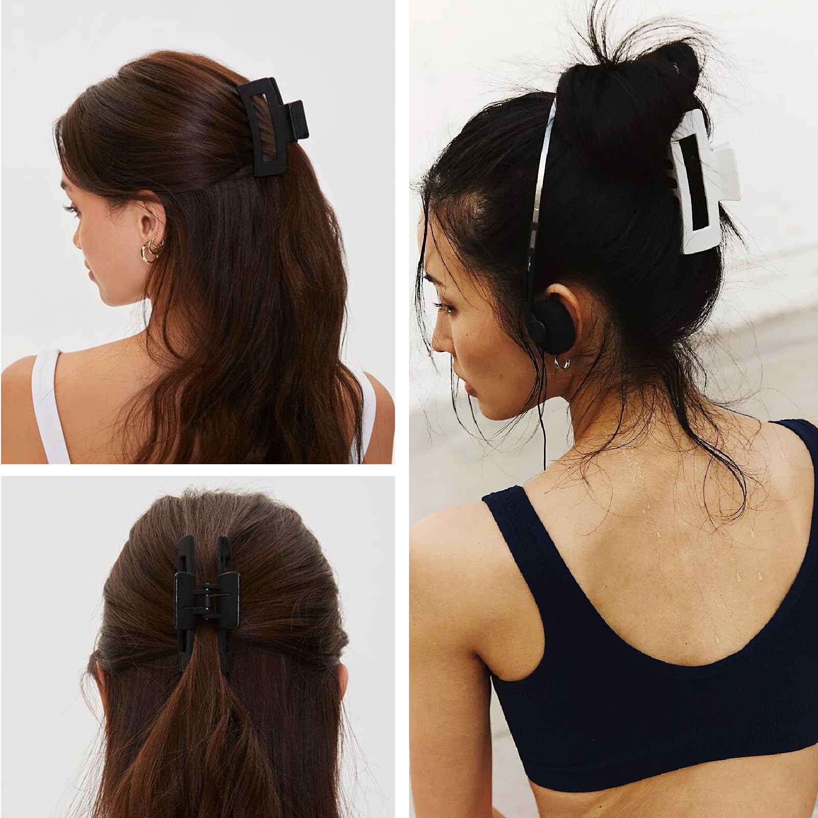 LILIEBE two clips creating a half-up hairstyle, quick styling convenience benefit