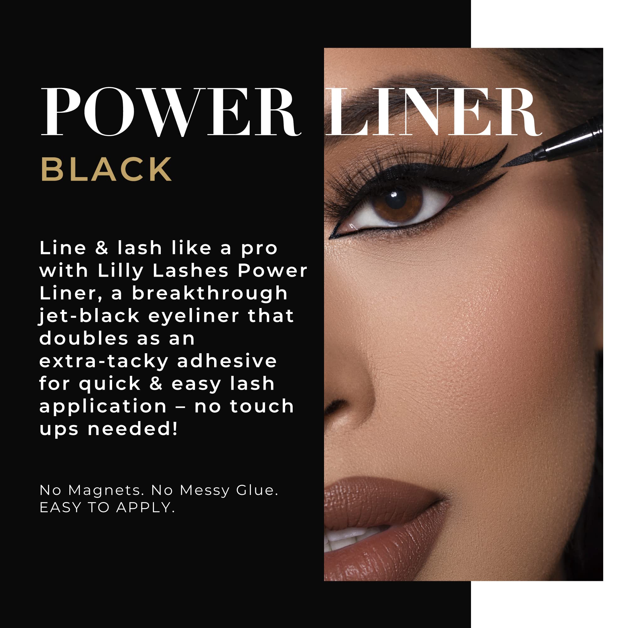 Lilly Lashes applicator tip closeup showing precise brush for clean lines and controlled application