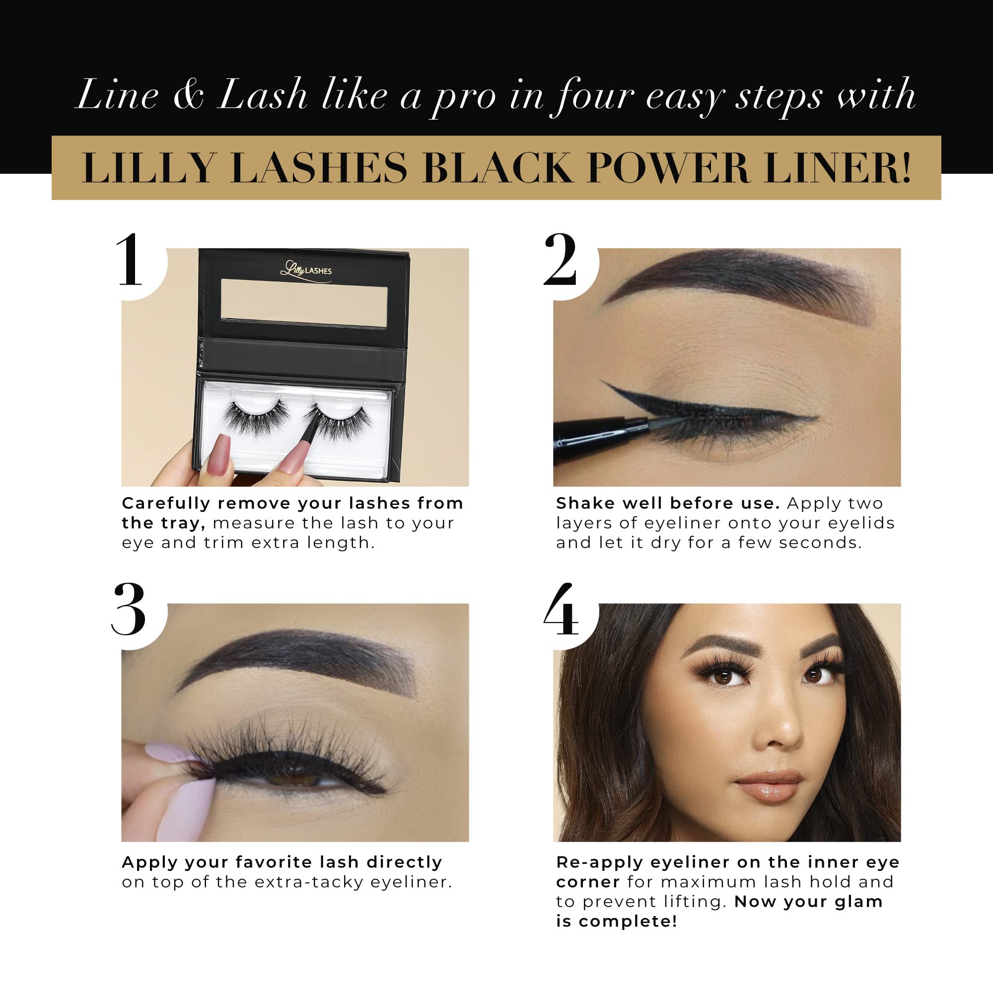 Lilly Lashes being used to attach a strip lash demonstrating secure hold and fast application