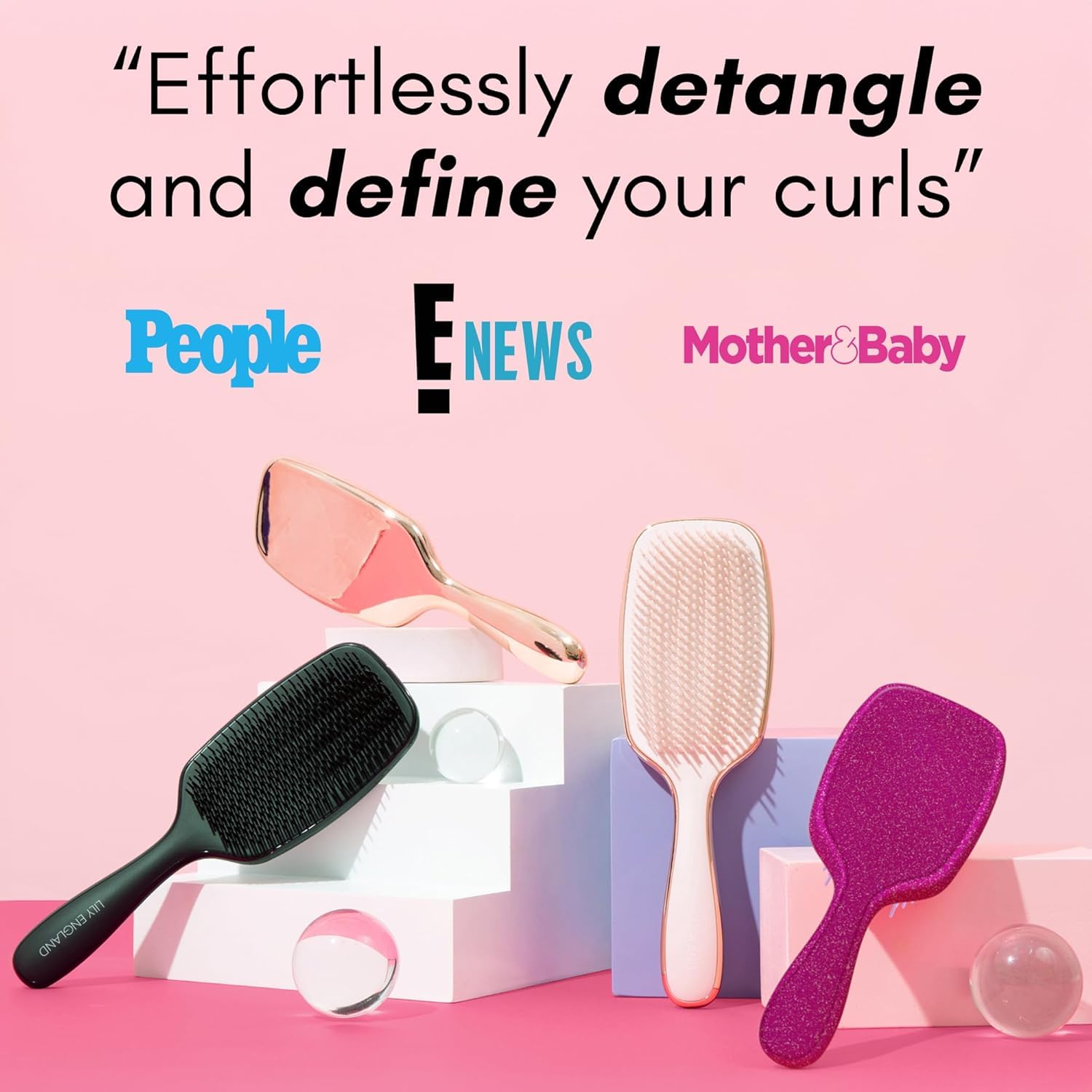 Lily England close-up of three-tiered bristles defining curls and reducing frizz