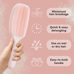 Lily England three-tiered bristles detail demonstrating flexible teeth that reduce pulling