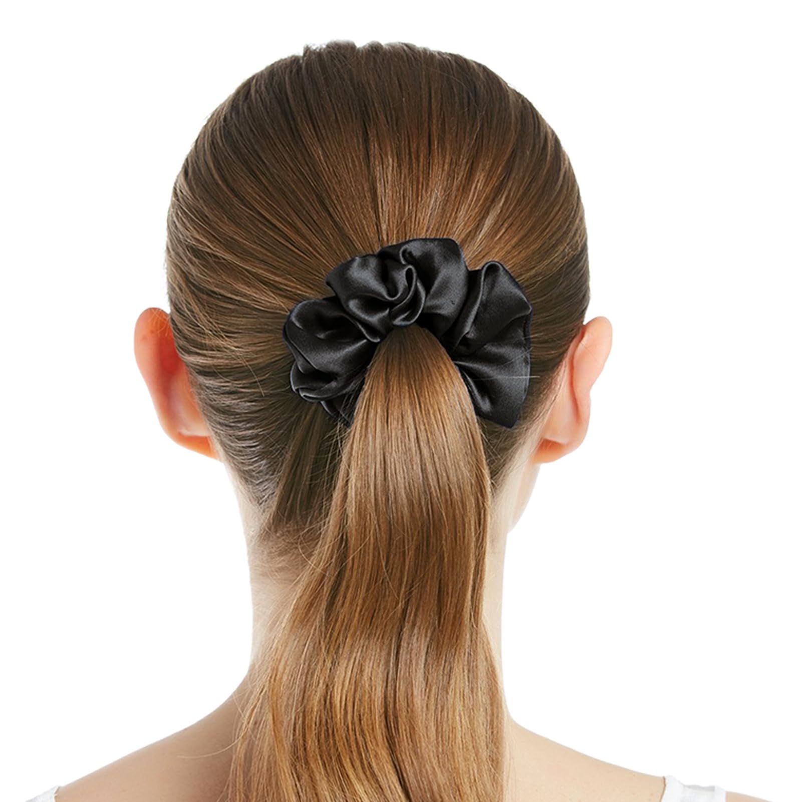 LilySilk worn in a high ponytail on a model showing secure hold and frizz reduction benefit