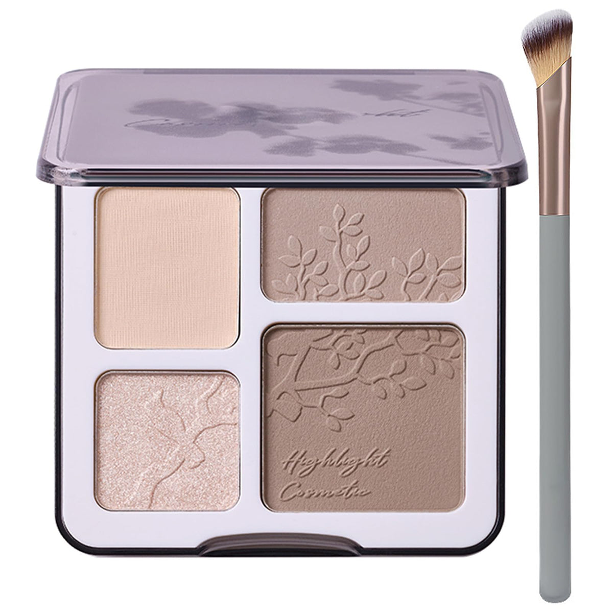 Lilyloria open palette showing four shades and built-in mirror, easy travel use