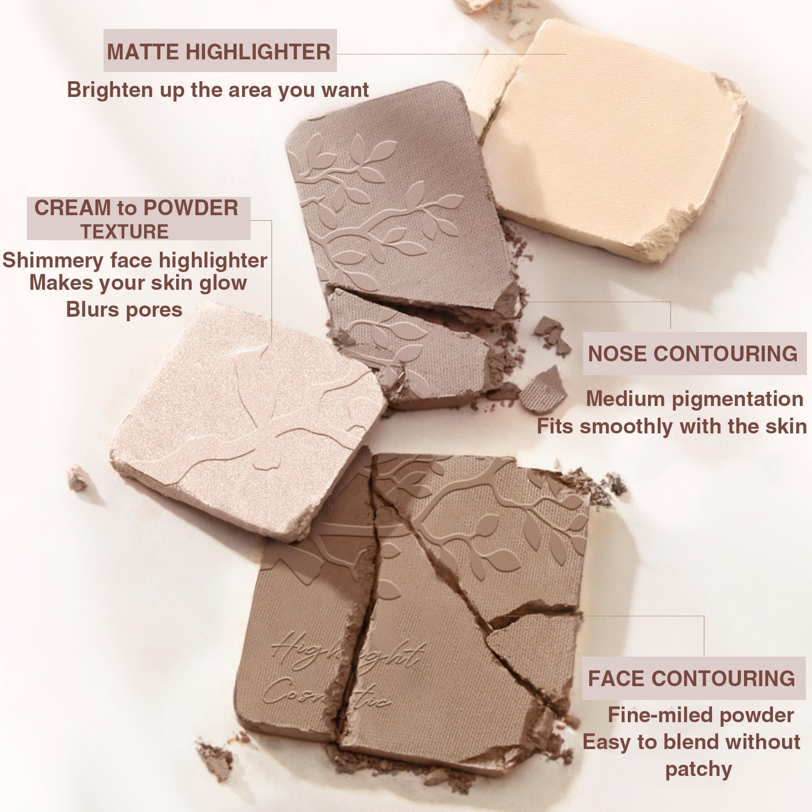 Lilyloria swatches on arm showing cool-toned pigments for natural contour