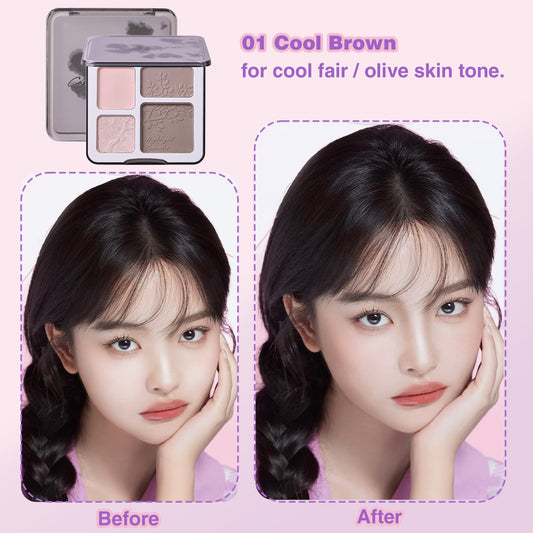 Lilyloria open palette with mirror and four shades for quick touch-ups
