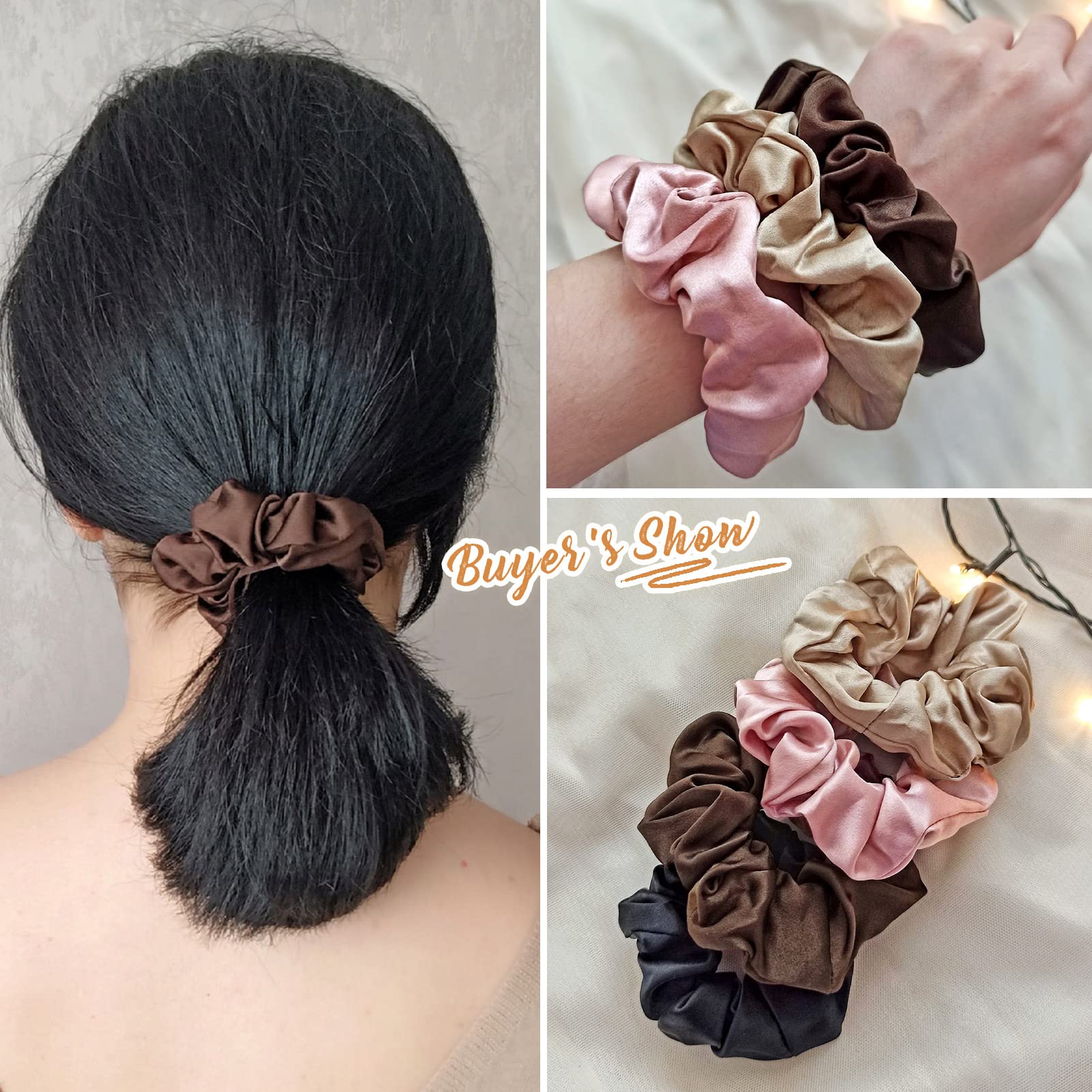 LilySilk scrunchie label and packaging display indicating Oeko-Tex certification assurance
