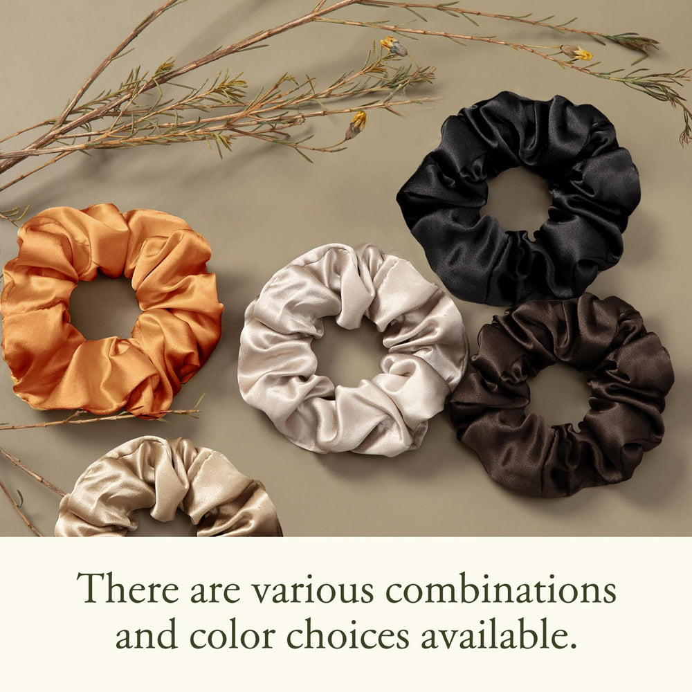 LilySilk scrunchie worn in ponytail demonstrating frizz control and sleek finish