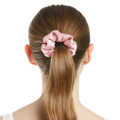 LilySilk scrunchie held in hand to show size and comfortable stretch