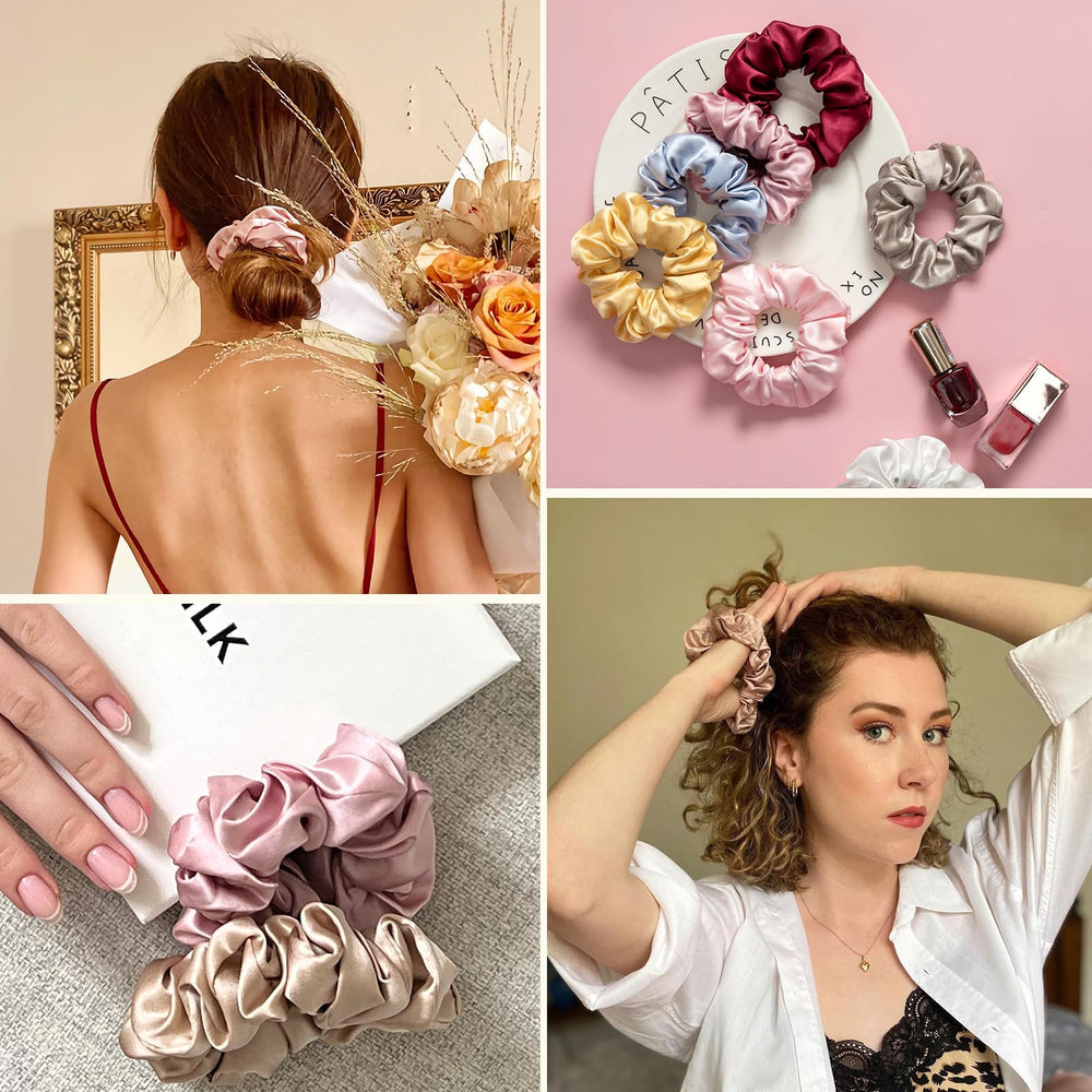 LilySilk packaged scrunchy with label conveying premium grade 6A silk quality