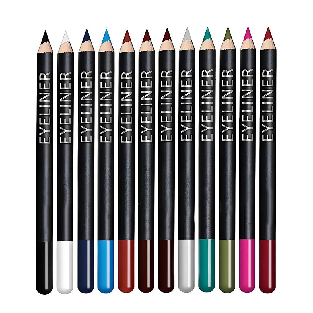 Linble front packaging showing all 12 matte eyeliner pencils, versatile kit