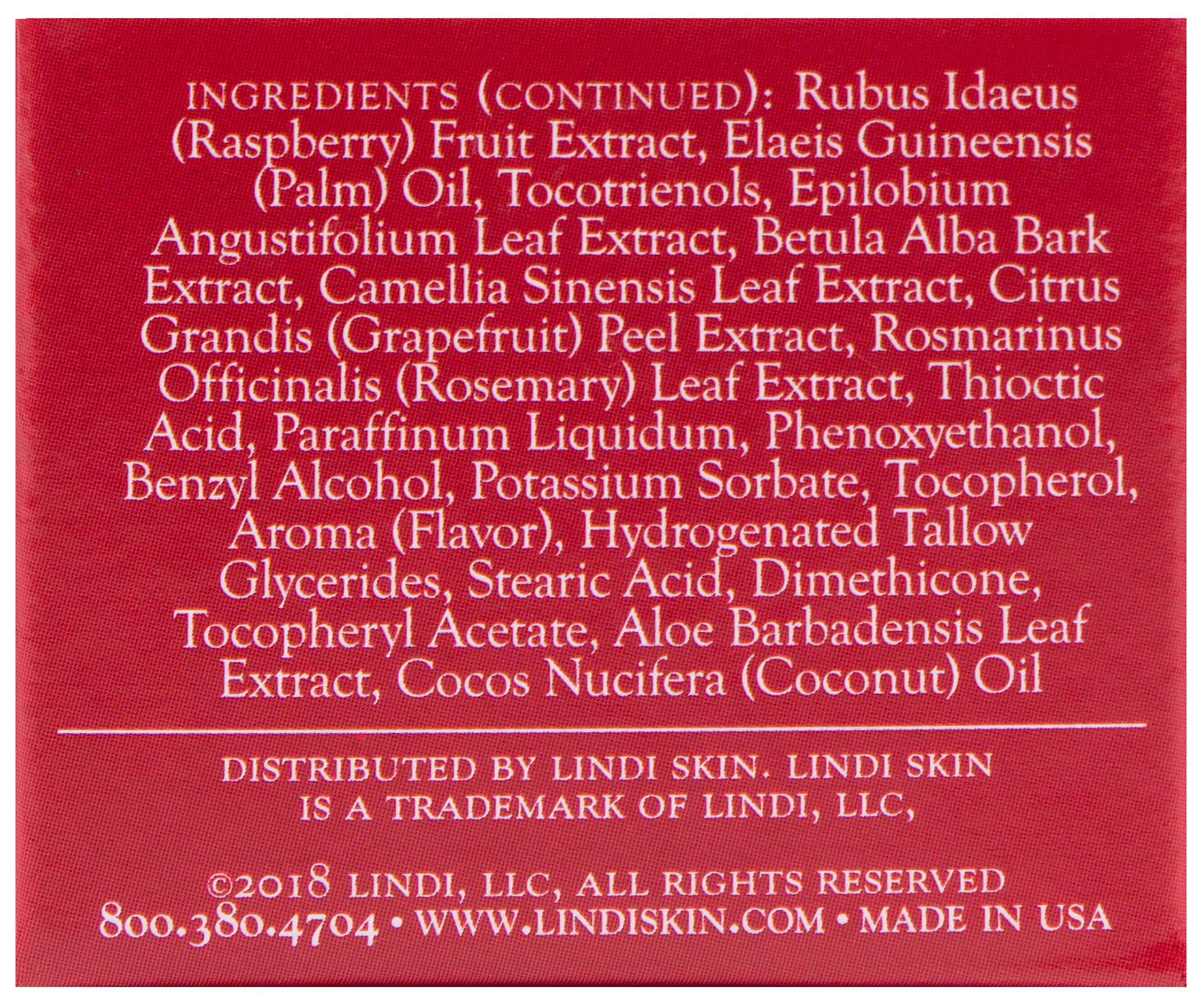 Lindi Skin product label close-up highlighting ingredient list and safety features