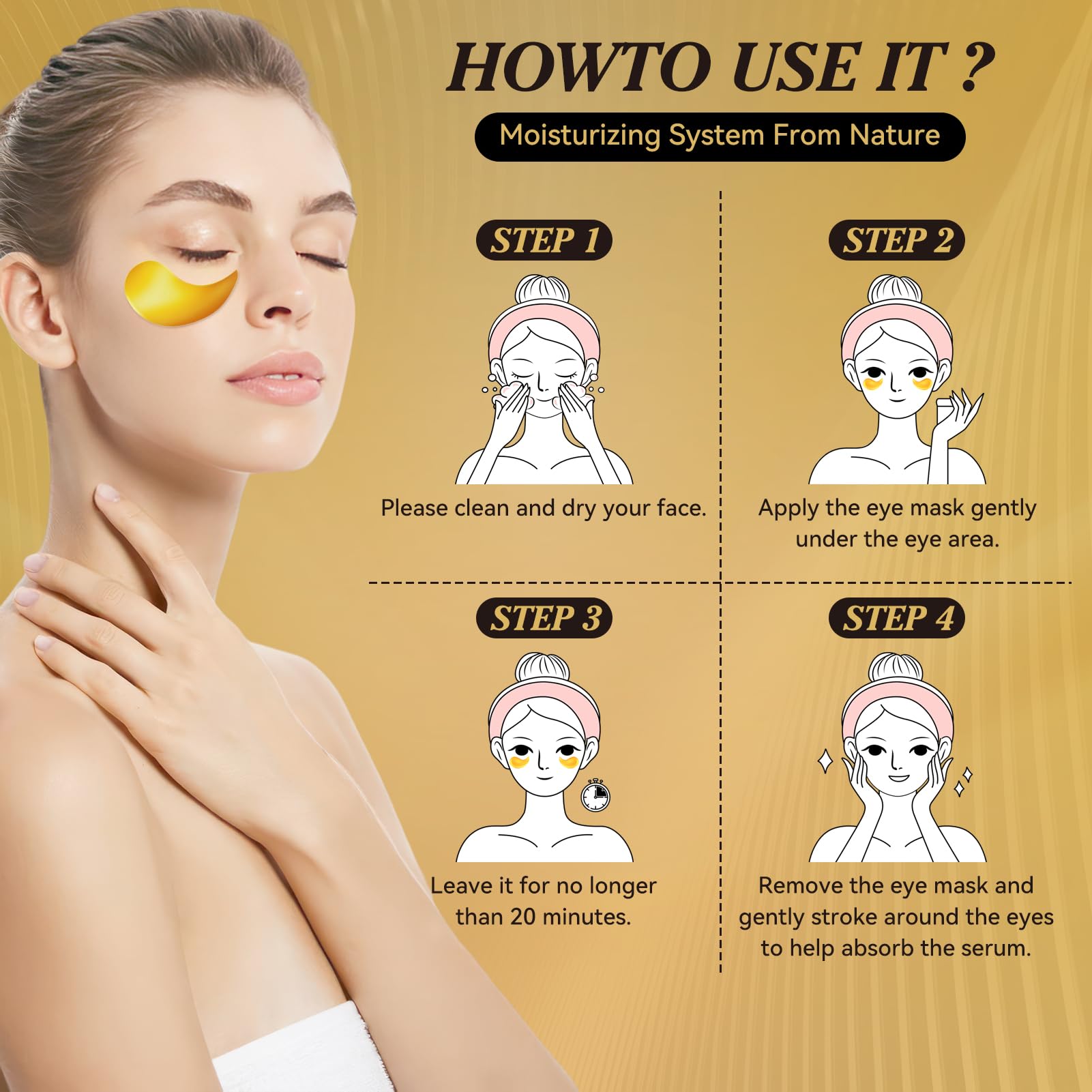 Woman wearing Linduray under eye mask demonstrating cooling comfort during use