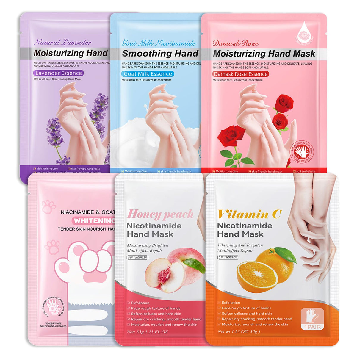 LingHaoLH front packaging showing six hydrating hand masks and gift-ready box