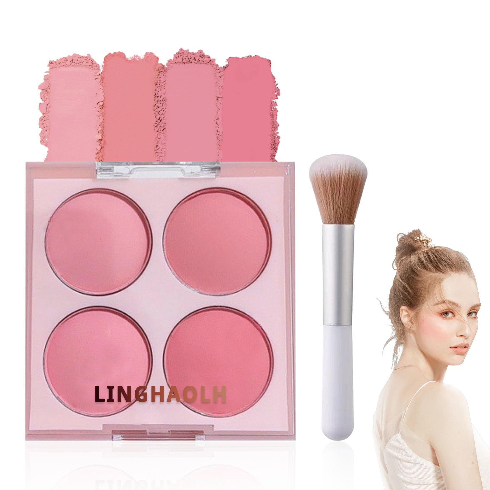 LingHaoLH palette front open showing four shades and brush for versatile looks