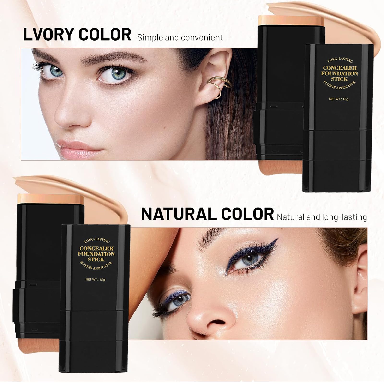 Lingyun foundation stick next to mirror in a bag for on-the-go use