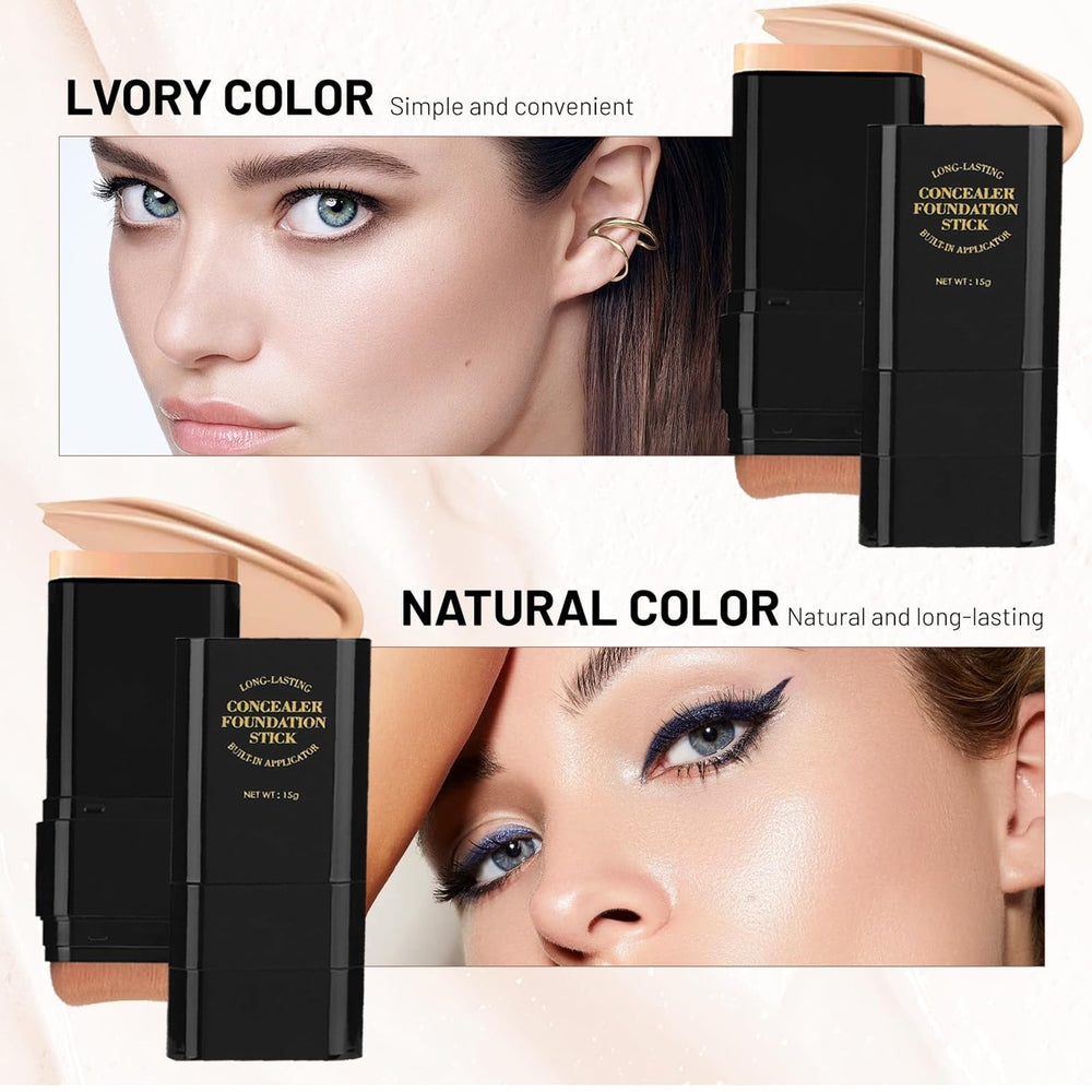 Lingyun foundation stick next to mirror in a bag for on-the-go use