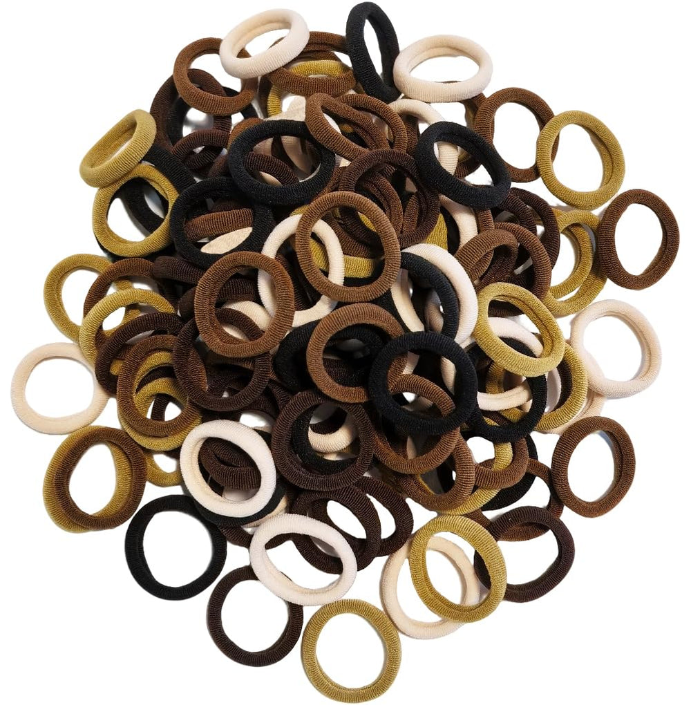 Lintopos front packaging showing 120 brown hair ties and convenient supply