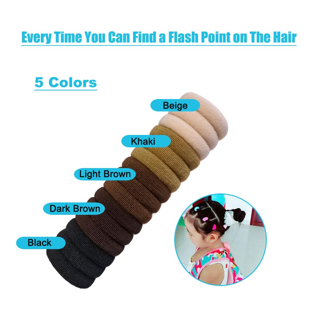 Lintopos band in toddler ponytail shows gentle hold benefit