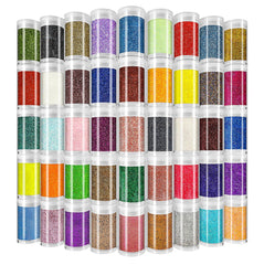 Linwulte 45 glitter jars overhead view showing full color range and organization benefit