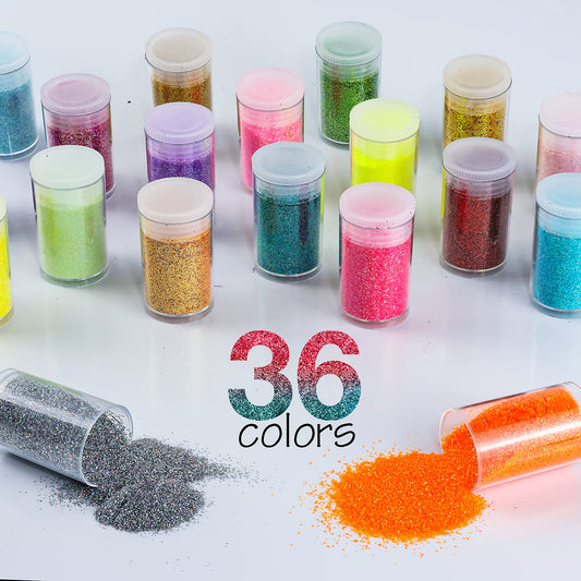 Linwulte color array flatlay showcasing all 36 holographic shades for design ideas