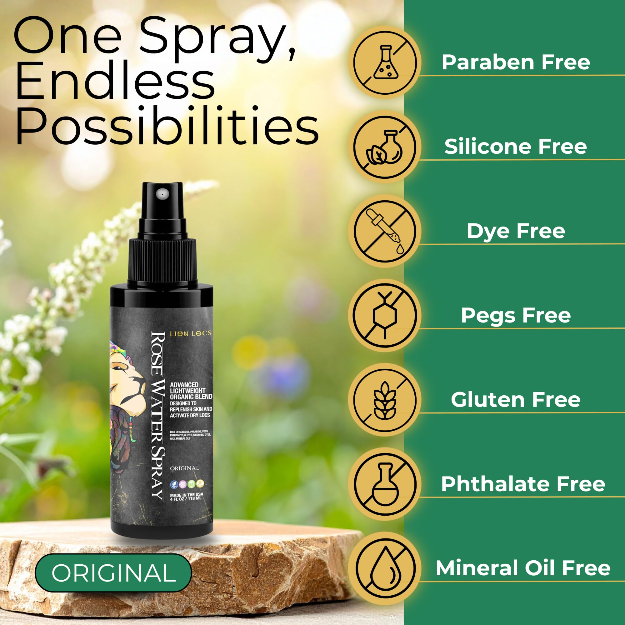 Lion Locs facial mist on model showing gentle skin refresh and cooling benefit