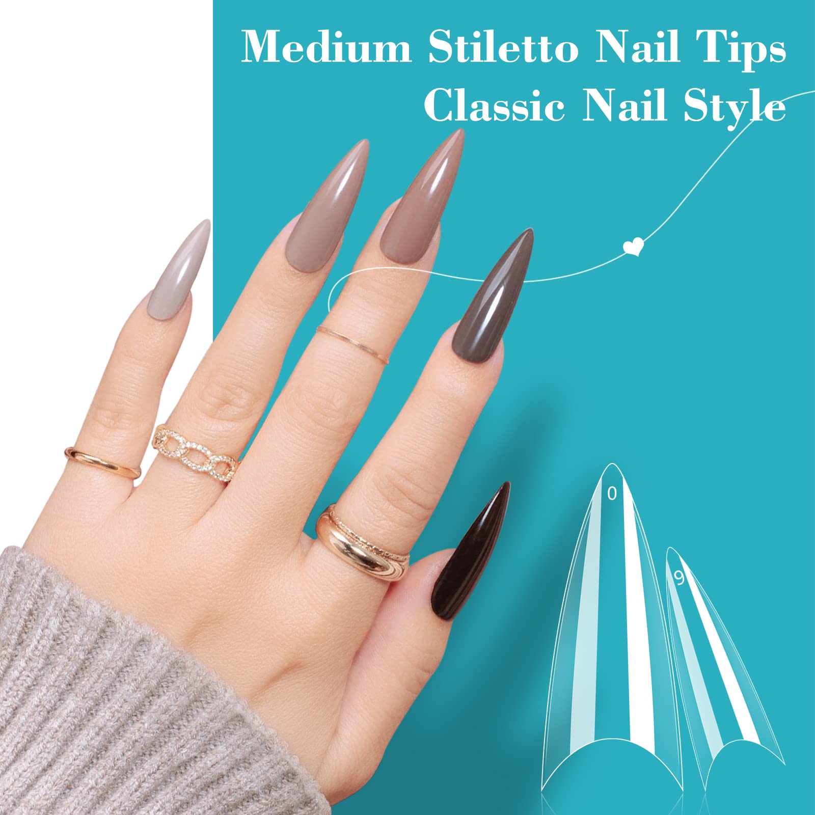 LIONVISON close-up of clear stiletto tips showing smooth finish and fit