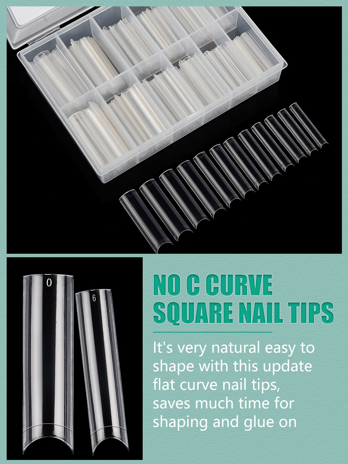 LIONVISON coffin tips spread to show clear material and length