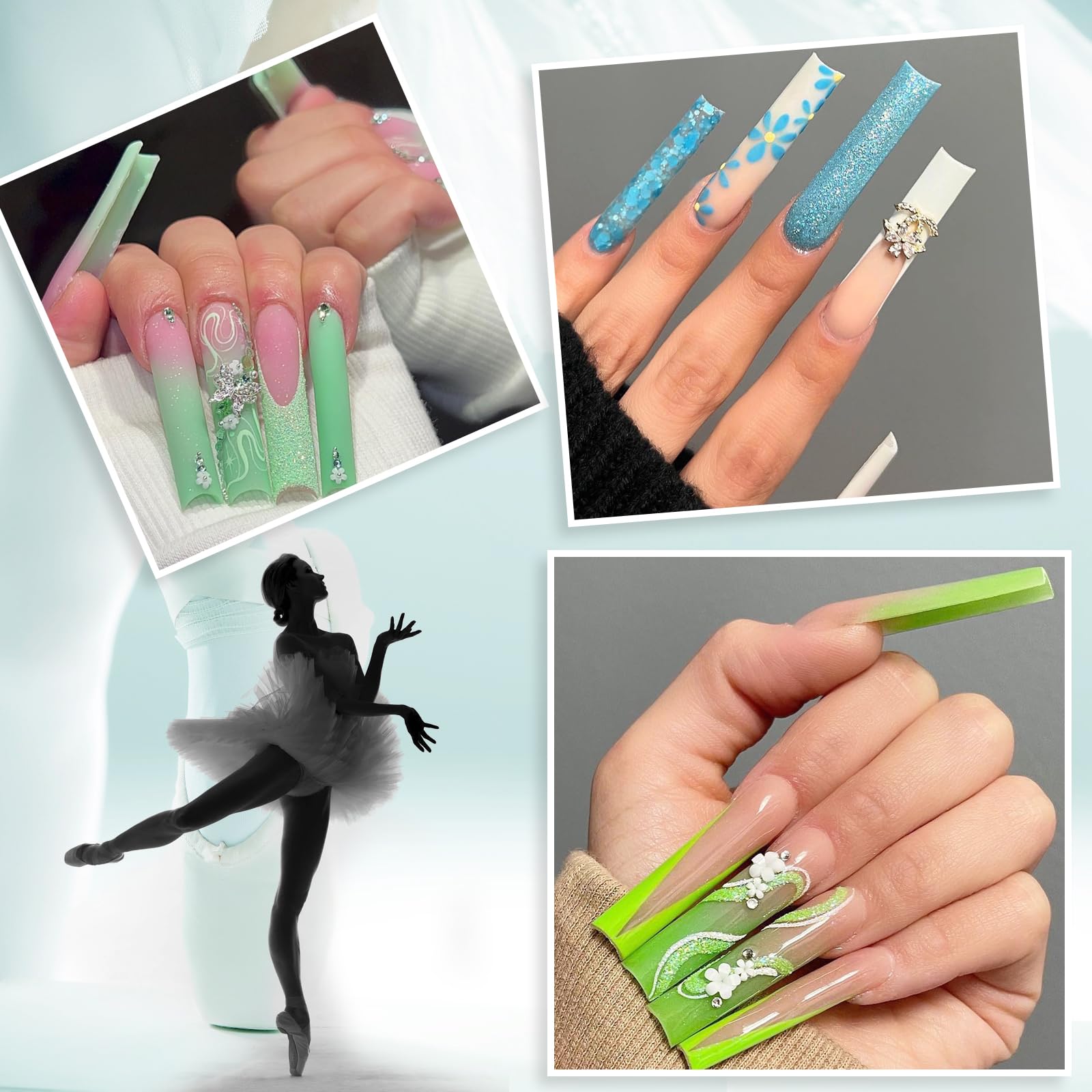LIONVISON decorated clear tips with charms and polish, showcases customization