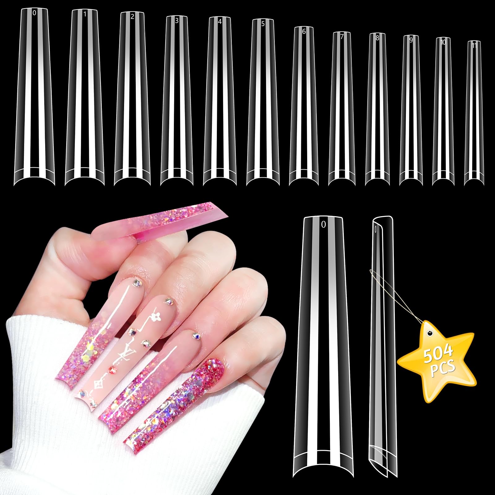 LIONVISON front packaging showing 504 clear nail tips and benefits