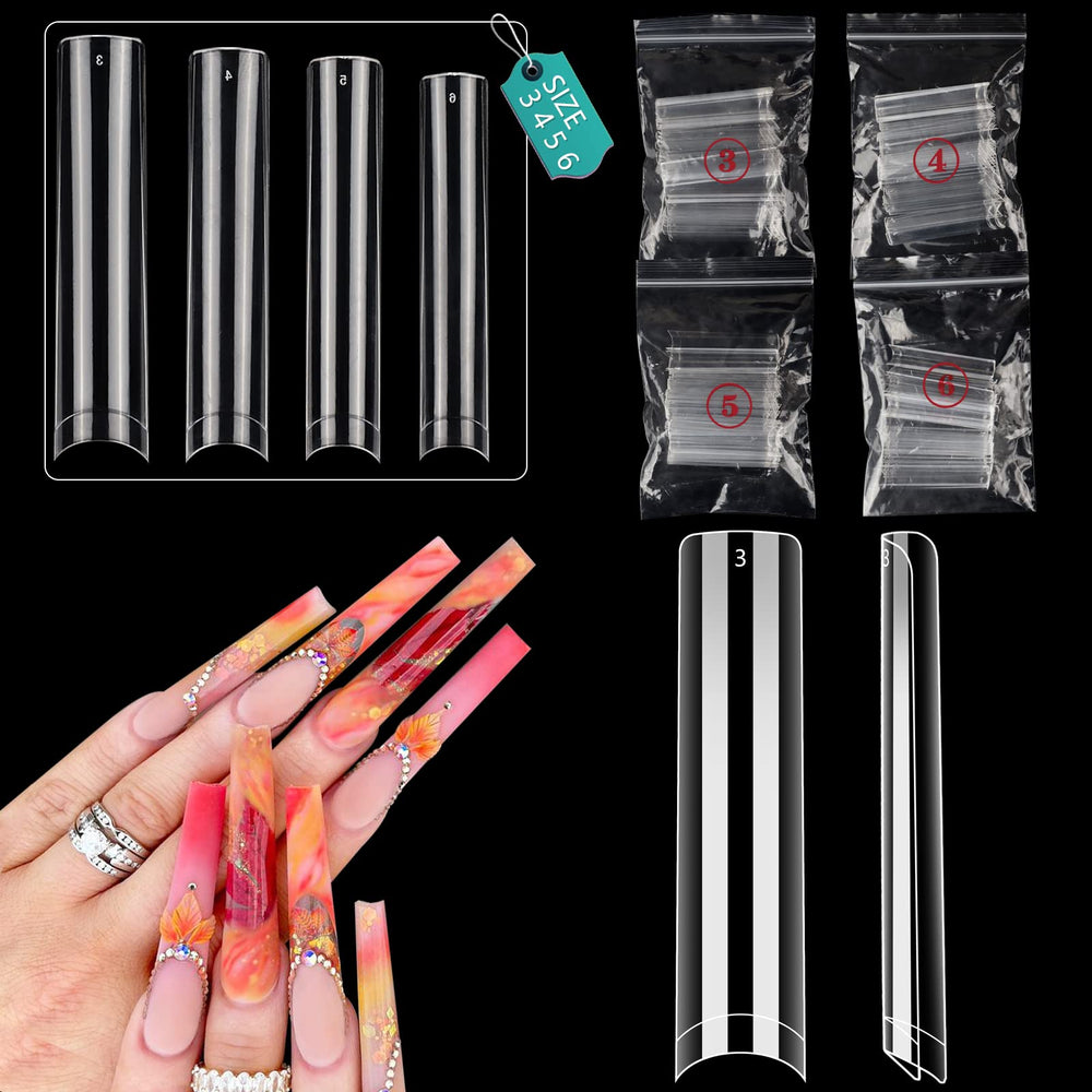 LIONVISON front packaging of 200 clear long nail tips showing quantity and finish benefit
