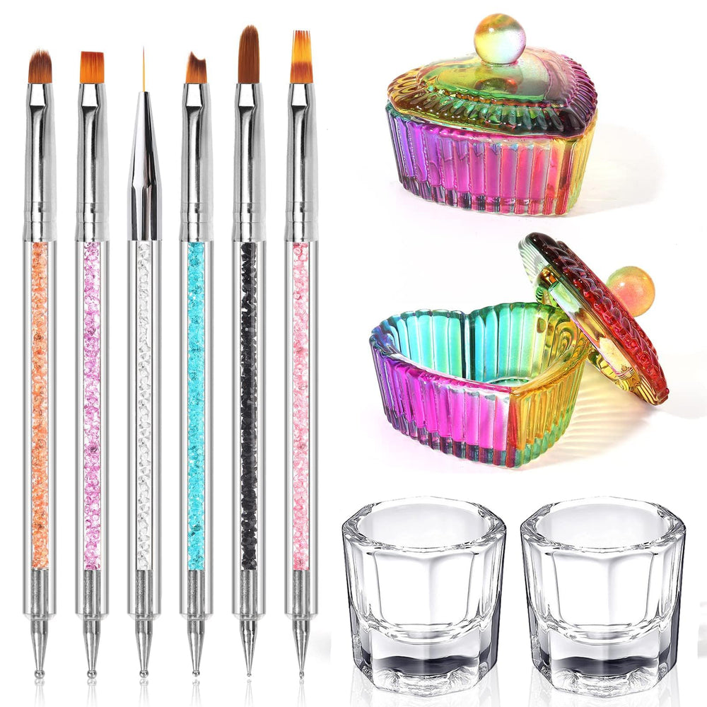 LIONVISON full kit layout showing brushes, dappen dishes and glass cups for organized use