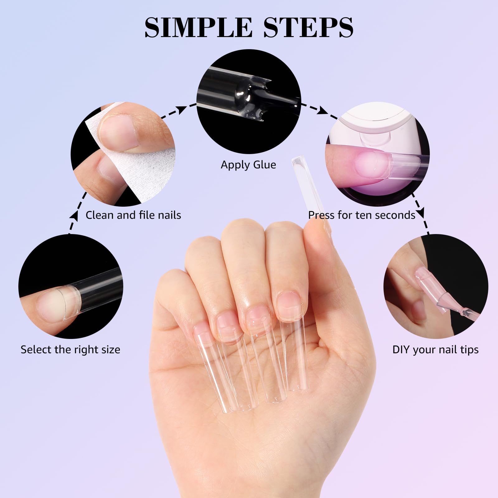 LIONVISON clear tip with nail art materials for easy creative customization