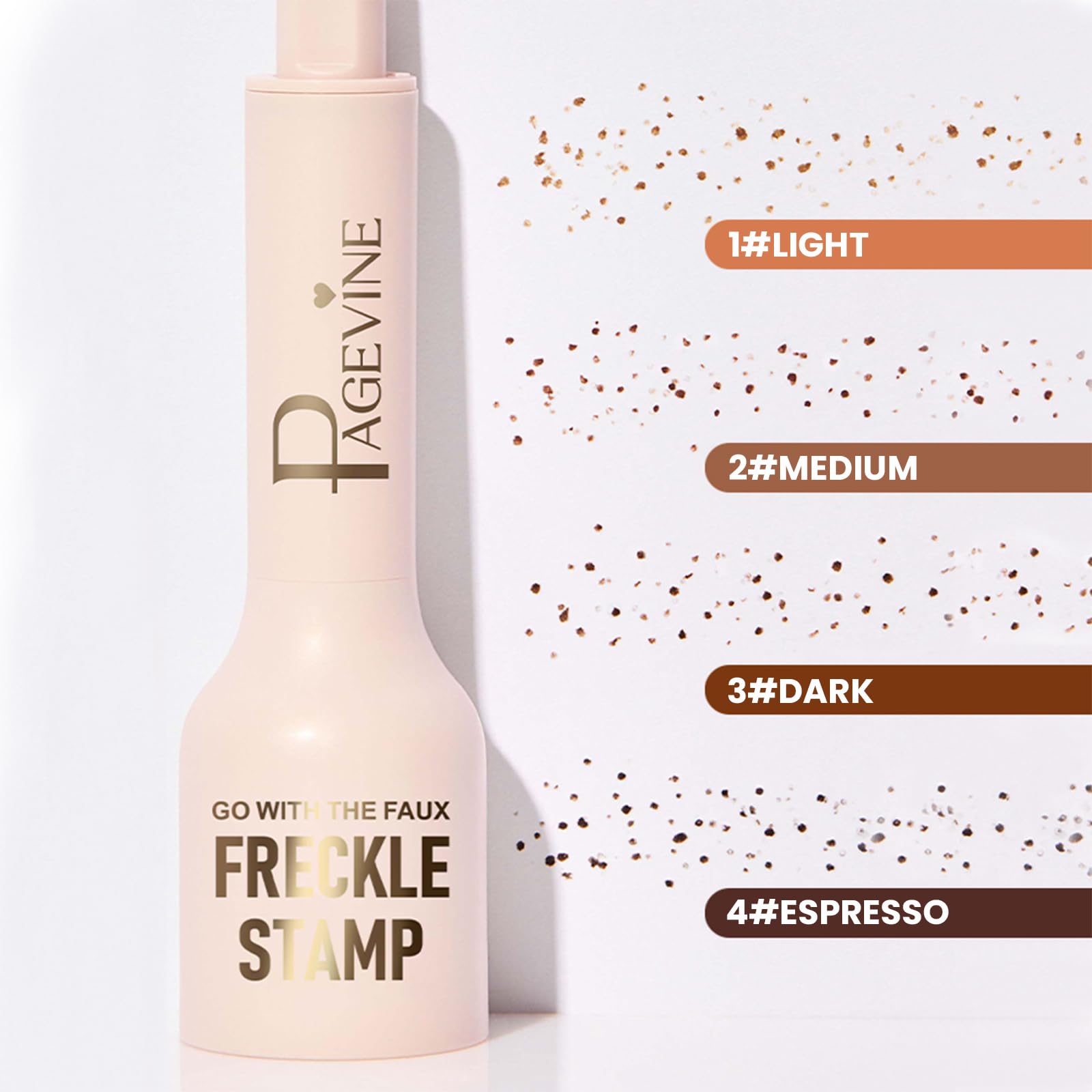 Liopif freckle stamp applied on cheek showing sun-kissed realistic effect