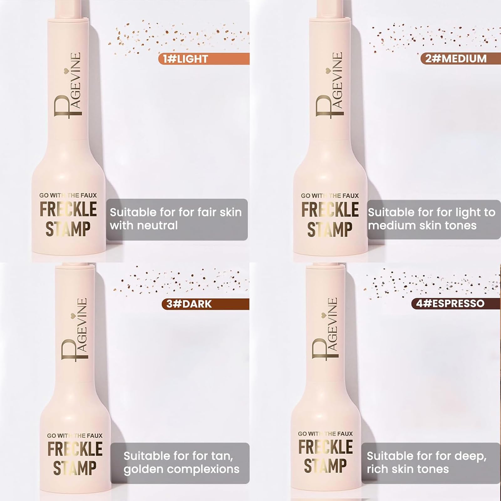 Liopif freckle stamp before and after skin swatch demonstrating coverage