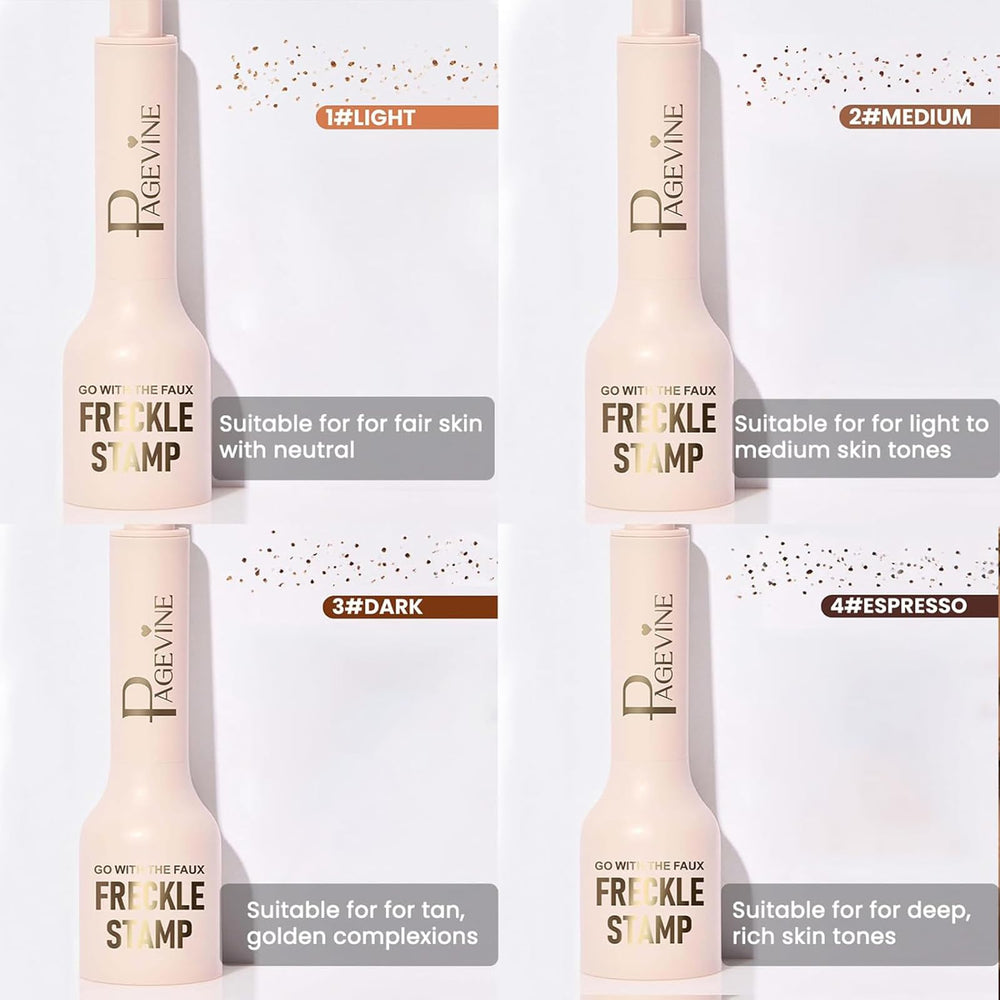 Liopif freckle stamp before and after skin swatch demonstrating coverage