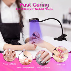 LIORA metal clamp attached to desk providing secure hands-free curing