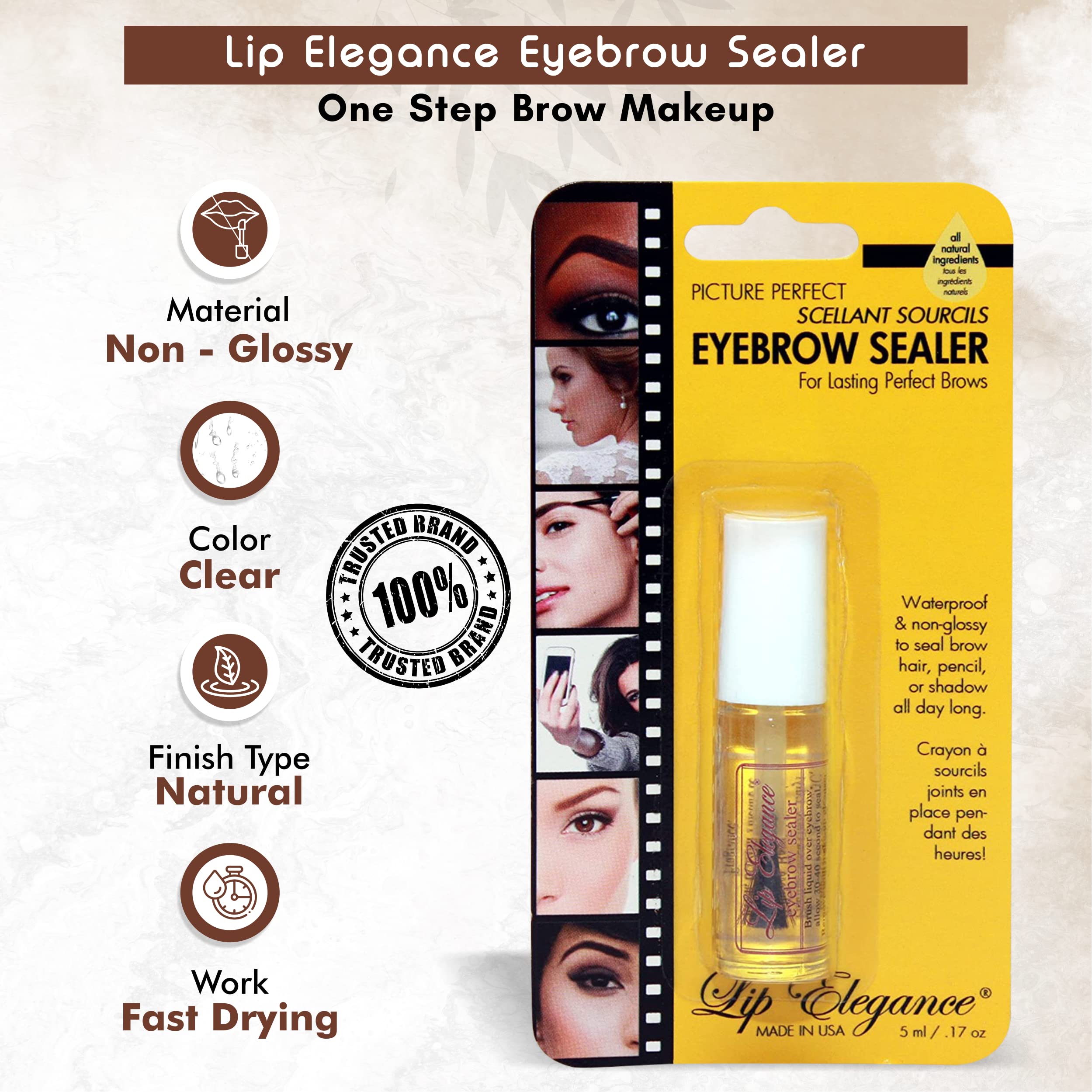 Lip Elegance wand and bristles detail demonstrating precise application for neat brows