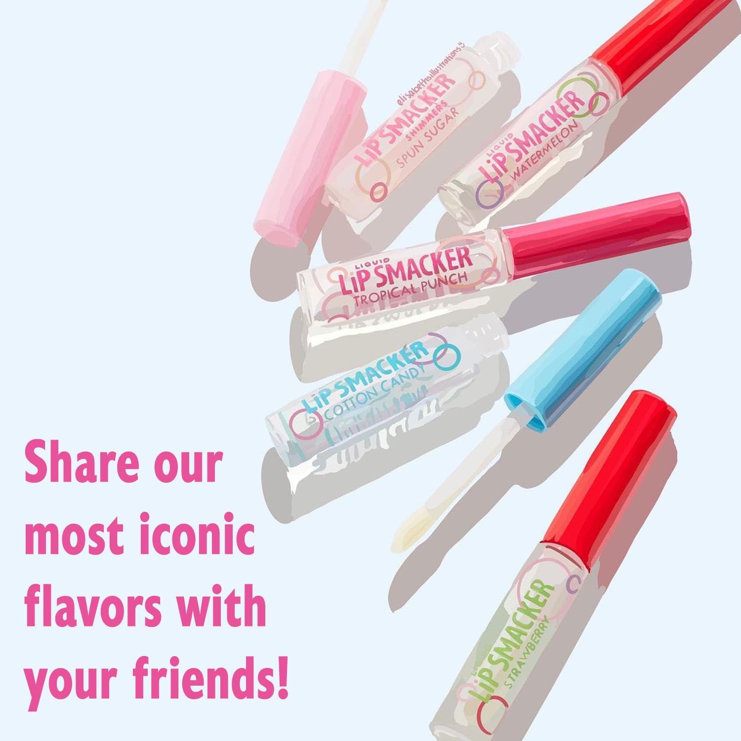 Lip Smacker close-up wand applying glossy color demonstrating smooth coverage