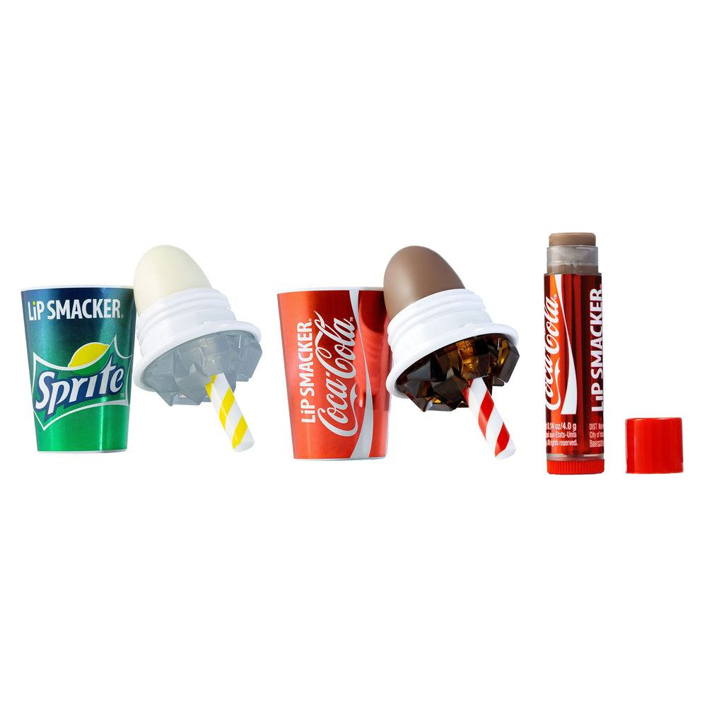 Lip Smacker Coca-Cola can-shaped balm detail highlighting logo and retro appeal