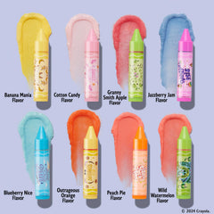 Close-up of crayon-style tubes highlighting Lip Smacker textures and colorful wrappers benefits visible design