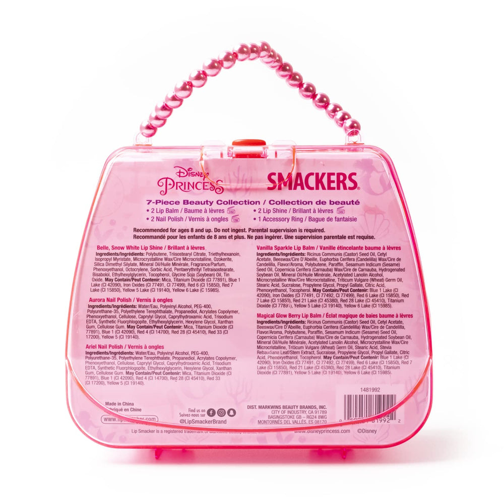 Lip Smacker tote in use on a vanity showing compact kit convenience and travel readiness