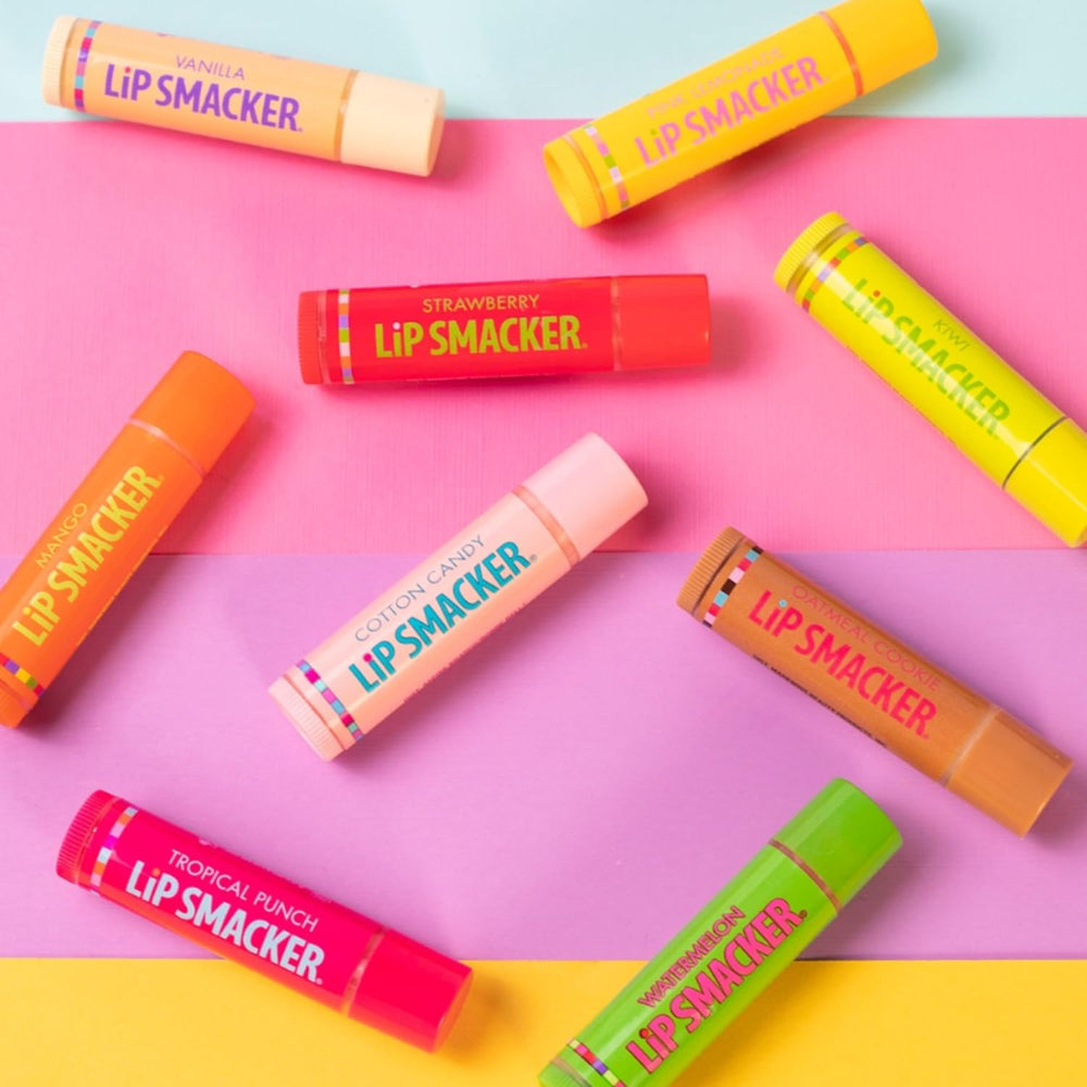 Lip Smacker flavors laid out highlighting variety and collectible appeal