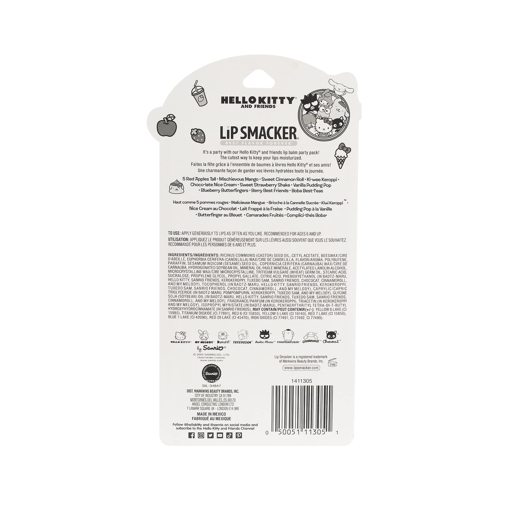 Ten-piece Lip Smacker pack beside a phone showing size and portability benefit for on-the-go use