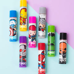 Lip Smacker texture shot of glossy balm on fingertip showing smooth finish benefit: visible shine